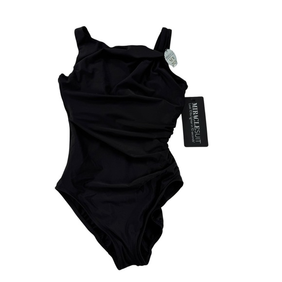 NWT Miraclesuit Slimming Rock Solid Avra One Piece Swimsuit Black Size 12 - Picture 11 of 13